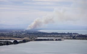 A fire at Pines Beach, near Kaiapoi north of Christchurch, on 25 January.