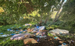 The aftermath of illegal dumping in the bush at Sturges Park in Otahuhu, Auckland.