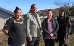 Te Hiiri papakāinga residents (from left) Kotiro Hawaikirangi, Tamati Cairns, Kandice Lawrence and Julie Ferguson.