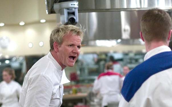 HELL'S KITCHEN: Chef Ramsay (L) gets fired up during dinner service  on an all-new HELL'S KITCHEN airing Tuesday, Aug. 18 (8:00-9:00 PM ET/PT) on FOX. ©2009 Fox Broadcasting Co. Cr: Patrick Wymore/FOX