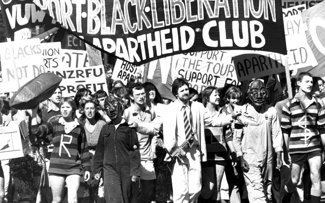 Apartheid rally during the South Africa tour of New Zealand 1981.