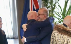 New Zealand’s Prime Minister Christopher Luxon welcoming Australia’s Prime Minister Anthony Albanese to Queenstown.