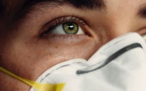 woman in N95 mask