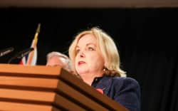 Public Services Minister Judith Collins speaks after a damning report into police conduct.