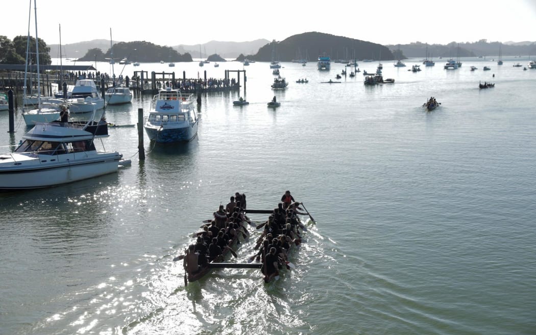 The Waka parade at Waitangi.