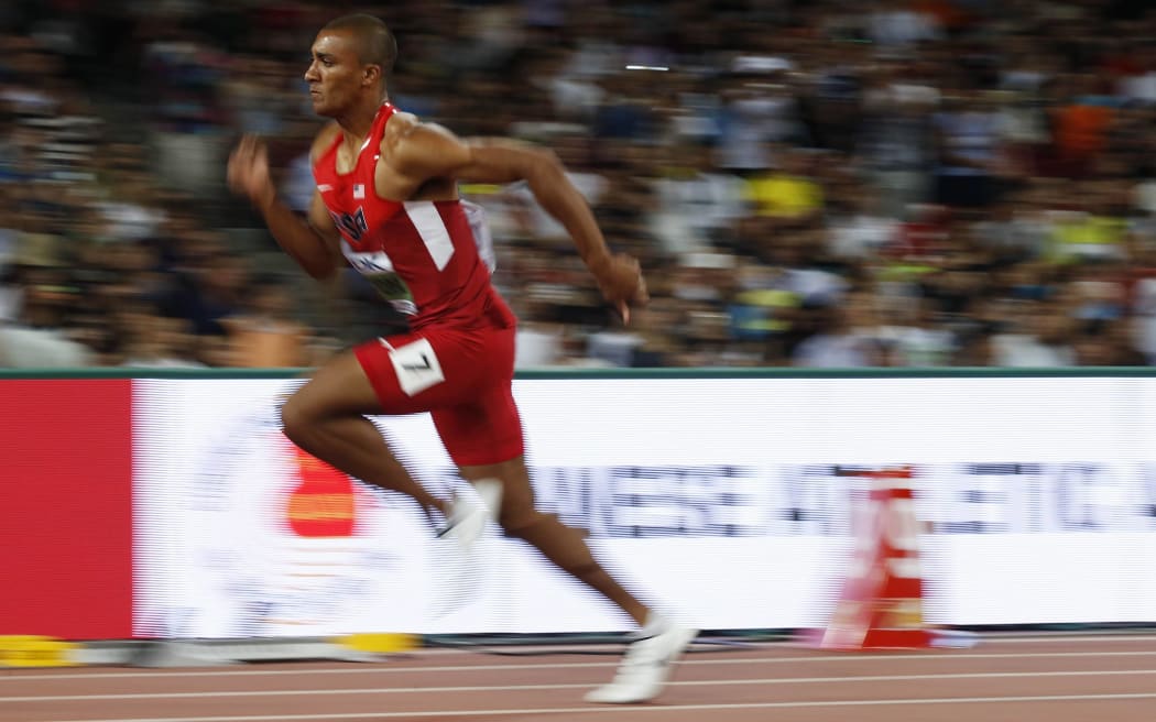Ashton Eaton of the United States competes during the 400m, Beijing, 2015.