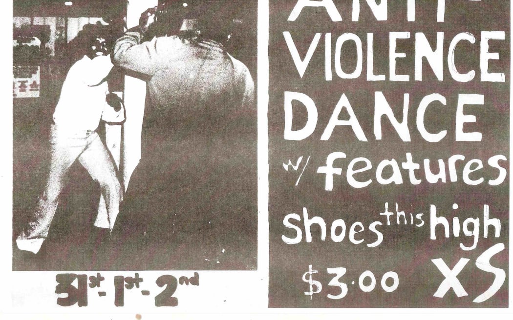 Poster art for an Anti-Violence gig at Auckland venue XS