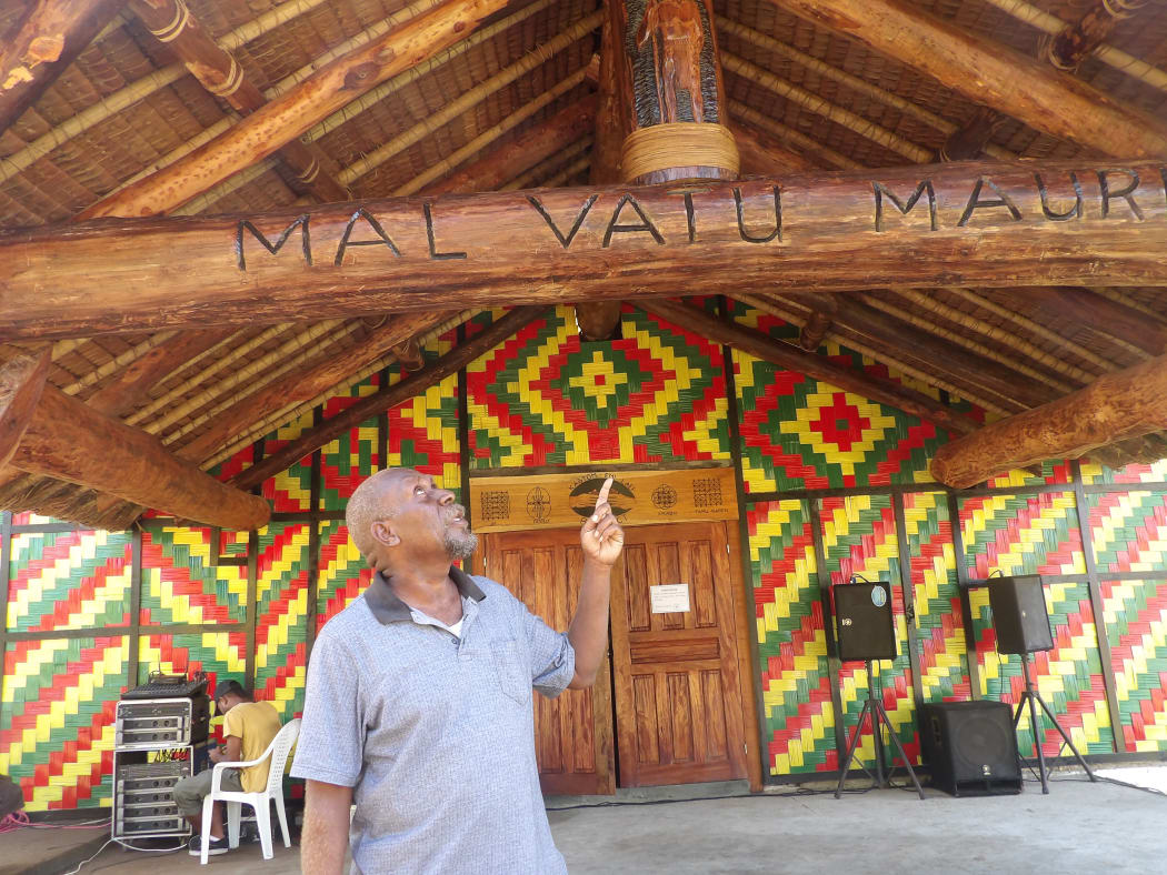 CEO Jean Pierre Tom in from of building housing Vanuatu's Malvatumauri