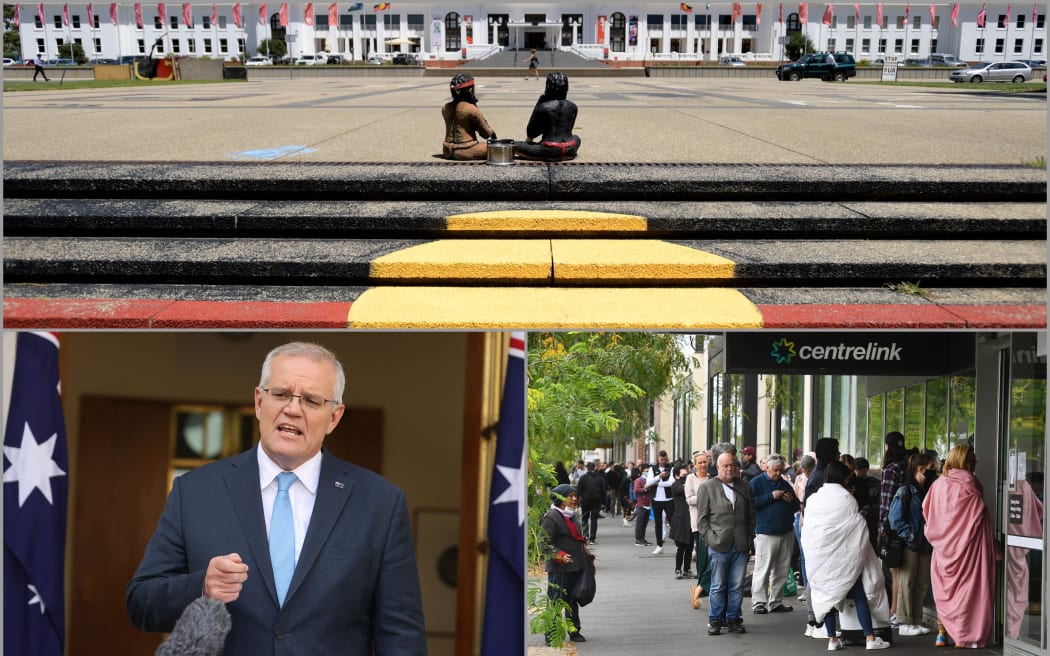 Indigenous peoples at Parliament, Scott Morrison, line outside Centrelink