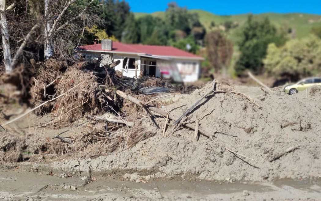 Destruction caused by Cyclone Gabrielle at the Doggy Farmstay Boarding and Daycare in Esk Valley.