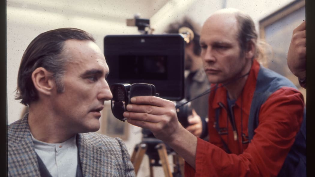 Robby Müller frames Dennis Hopper on the set of Wim Wenders’ The American Friend (1977).
