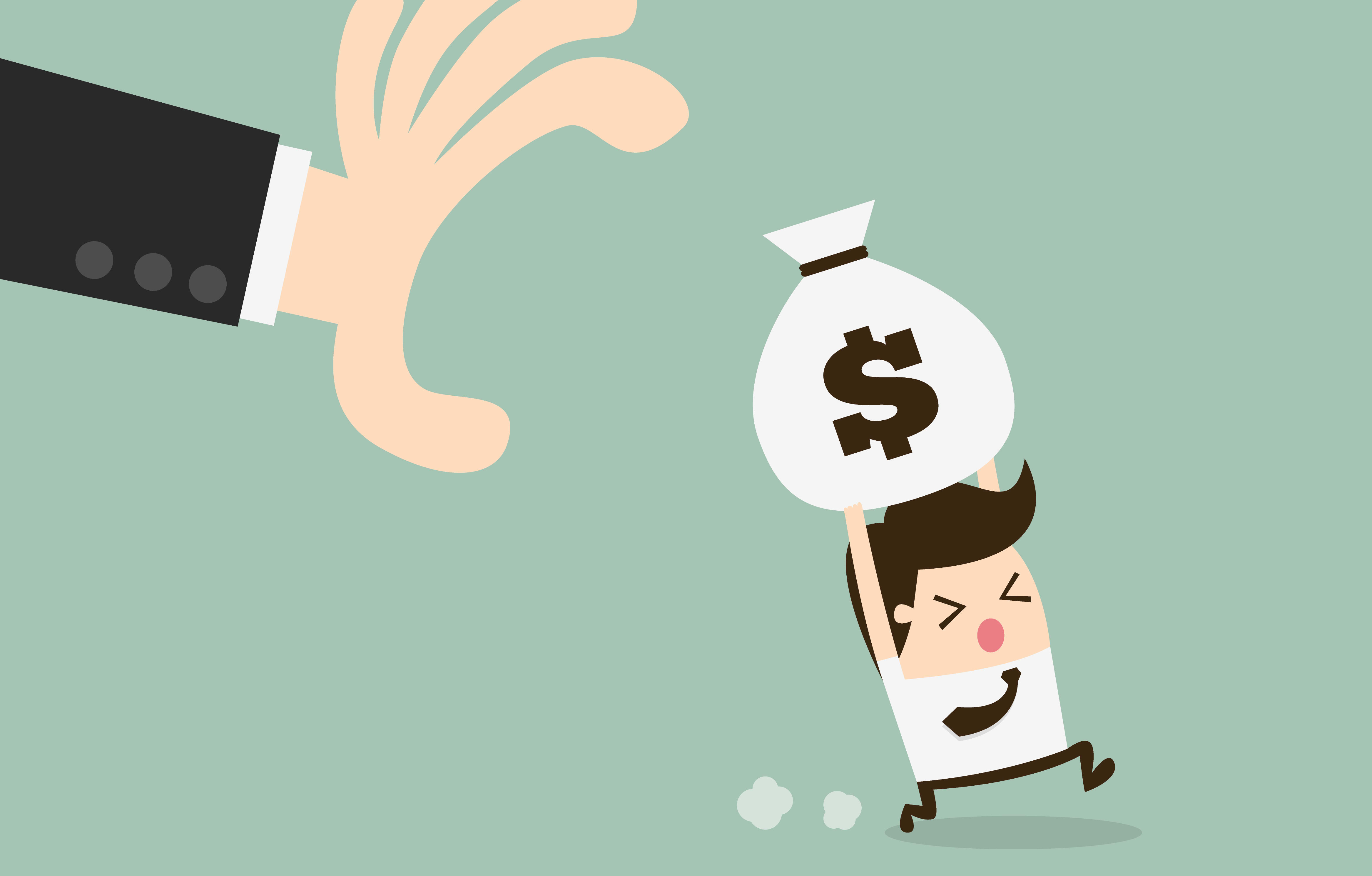 hand grabbing money bag