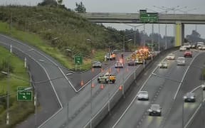 A serious crash near Trig Road, Auckland, closed SH18 westbound lanes at Brigham Creek Rd off-ramp for for a police investigation.