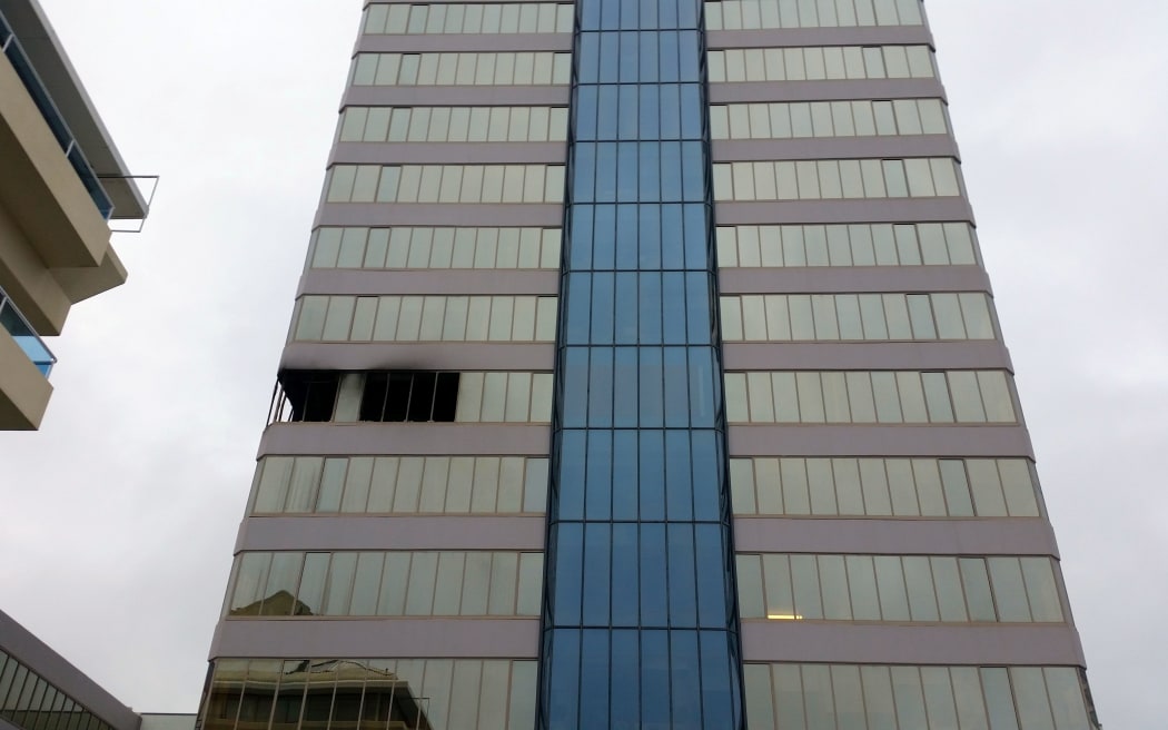 The damaged building this morning.