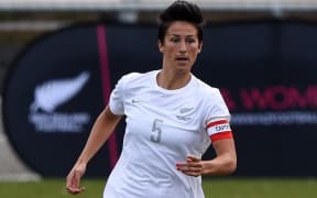 Football Ferns captain Abby Erceg in action against Australia
