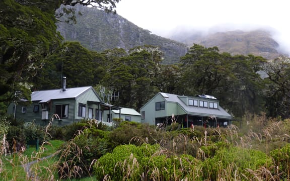 Lake Mackenzie hut and surrounding buildings