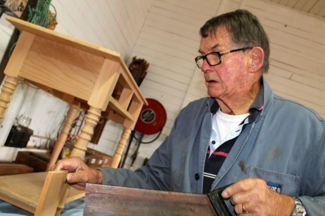 This is an image of one of the members of the Men's Shed, Furniture making