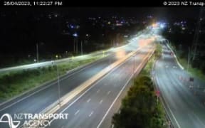 Waka Kotahi traffic camera footage from 25 April 2023: Police said part of the Northwestern motorway was closed as emergency services responded to a crash in Massey on Anzac Day