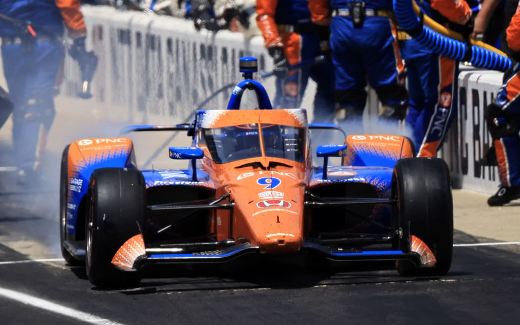 Scott Dixon pits during the 106th running of the Indianapolis 500 at Indianapolis Motor Speedway on 29 May, 2022, in Indianapolis, Indiana.