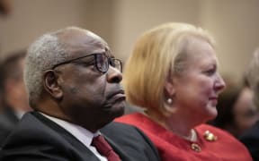 US Justice Clarence Thomas and his wife Virginia Thomas in October 2021.