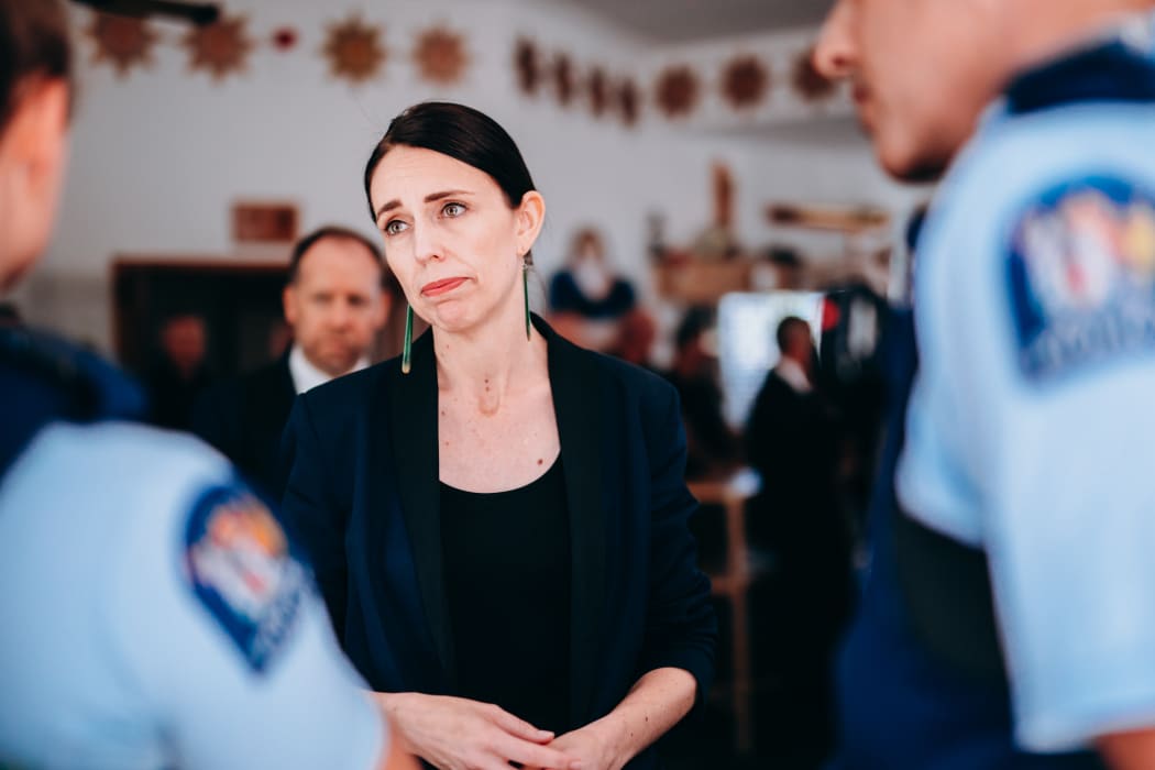 Jacinda Ardern meets first responders in Whakatāne.