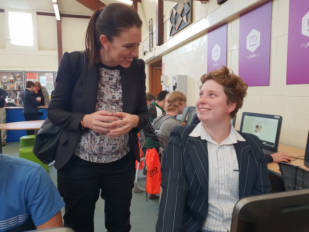 Prime Minsiter Jacinda Ardern at Green Bay High School.