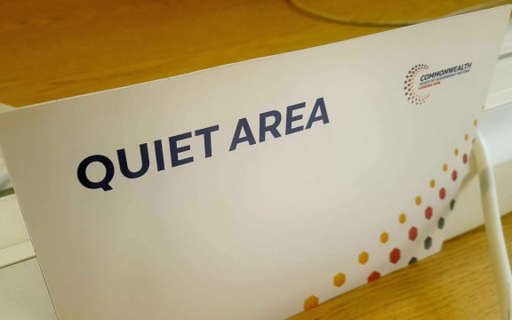 Sign on table saying "quiet area"