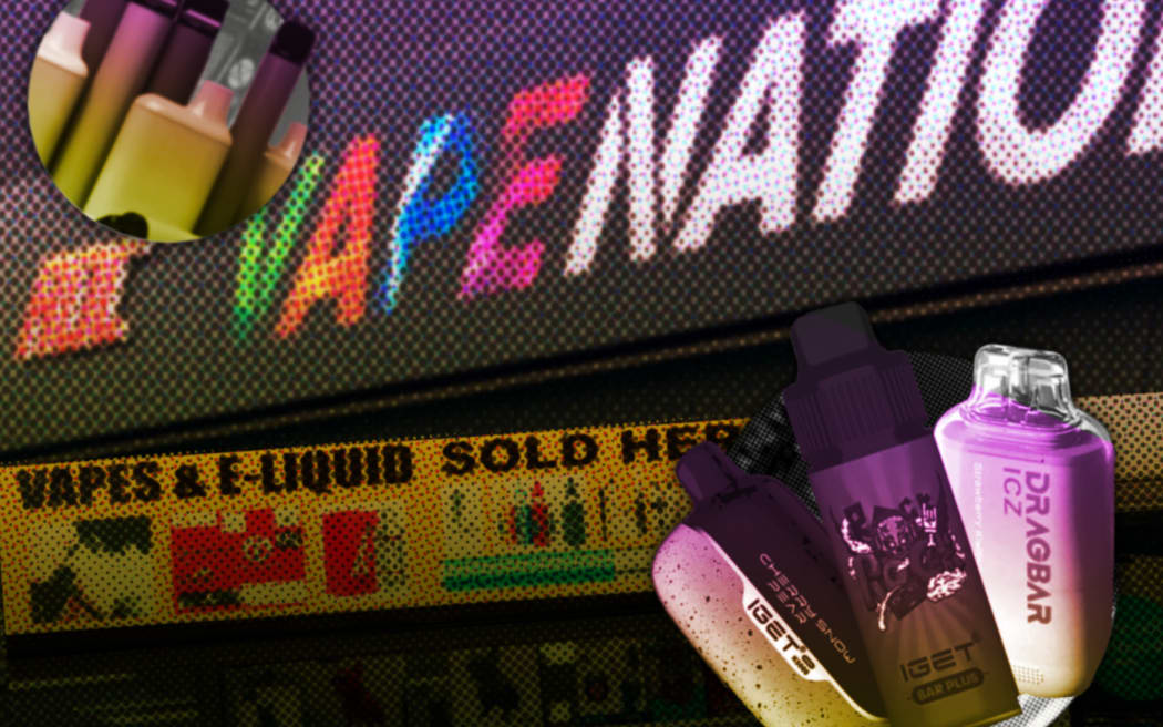 Composition image of disposable vapes vape store signage