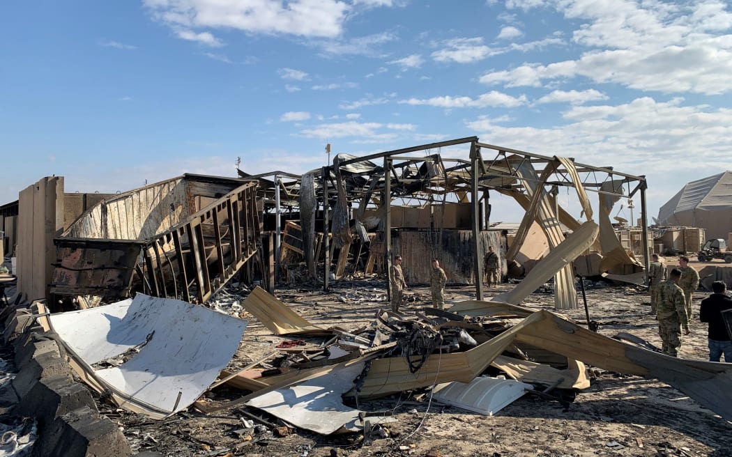 Damage at Ain al Asad military airbase housing US and other foreign troops in the western Iraqi province of Anbar.