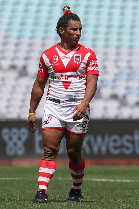 Elsie Albert of the St George Illawarra Dragons gears up for their match against the New Zealand Warriors.