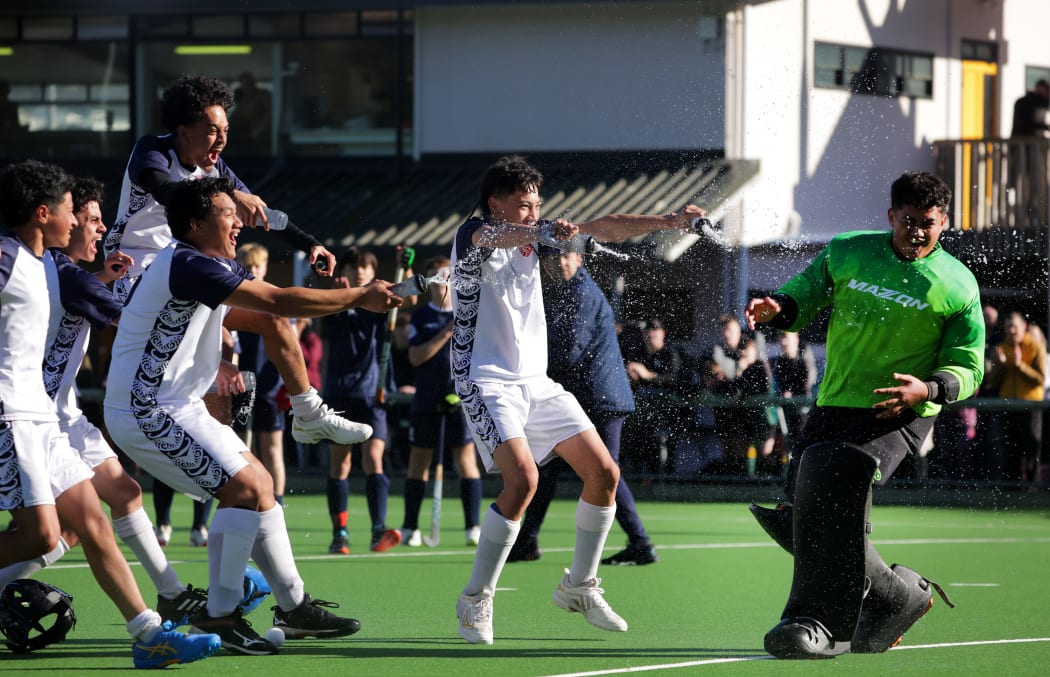 Tauranga Boys' College v Te Kura Kaupapa Maori o Ruamata - Bartholemew Cup match, 2023 Rankin Cup. Rankin Cup tournament at National Hockey Stadium in Wellington, New Zealand on Saturday, 2 September 2023. Photo: Dave Lintott / lintottphoto.co.nz