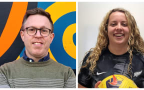 Football Ferns fans in Dunedin - Dan Hendra and Jessica Fuller