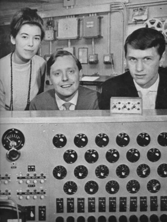 Delia Derbyshire, Keith Salmon and Brian Hodgson in the BBC Radiophonic Workshop, 1965