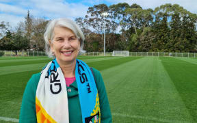 Hamilton Mayor Paula Southgate at Porritt Stadium on 6 July, 2023.