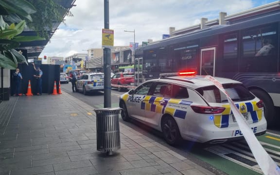 Police officers at the scene of an incident at Westfield mall in Newmarket on 21 November 2024.