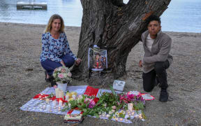 The organisers of the Queenstown vigil for Grace Millane - Amanda Morris and Josh Lewis.