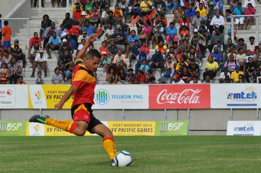 Papua New Guinea international Alwin Komolong during the 2015 Pacific Games in Port Moresby.