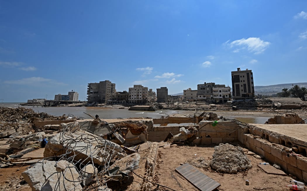 The aftermath of flash flooding caused by Storm Daniel in Libya's eastern port city of Derna.