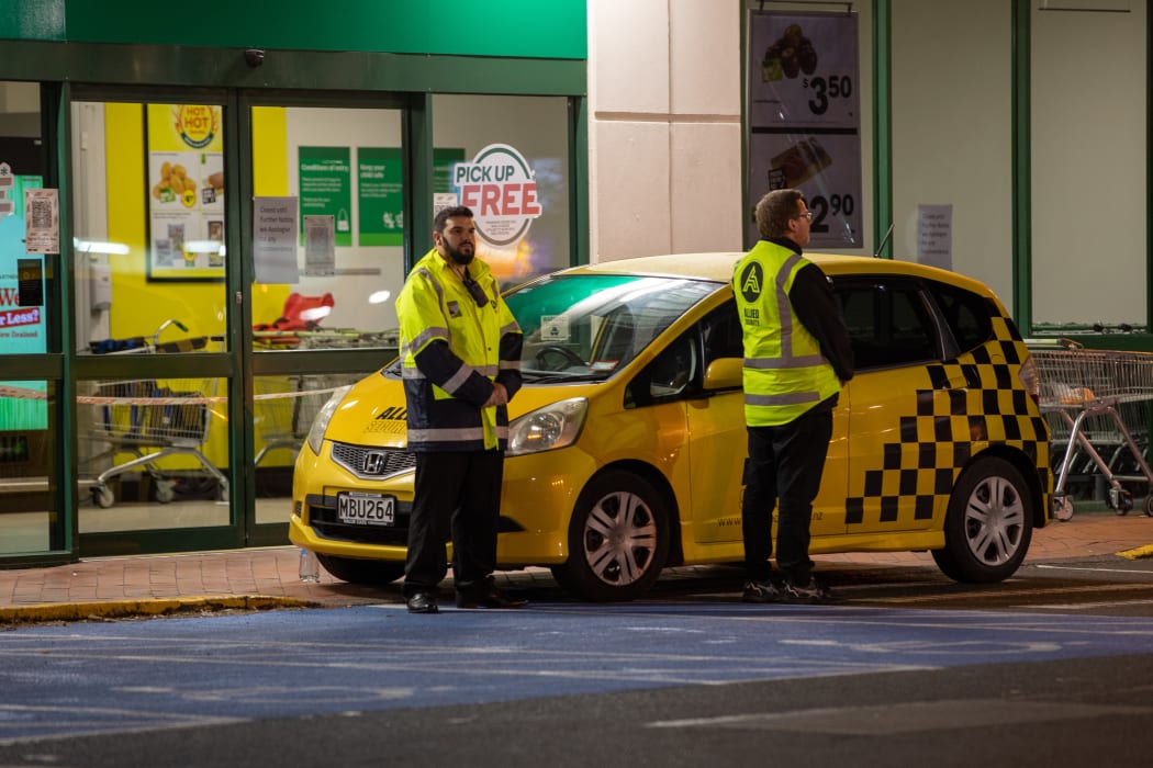 The Cumberland Street Countdown in Dunedin on Tuesday night after four people were stabbed there in an attack that afternoon.