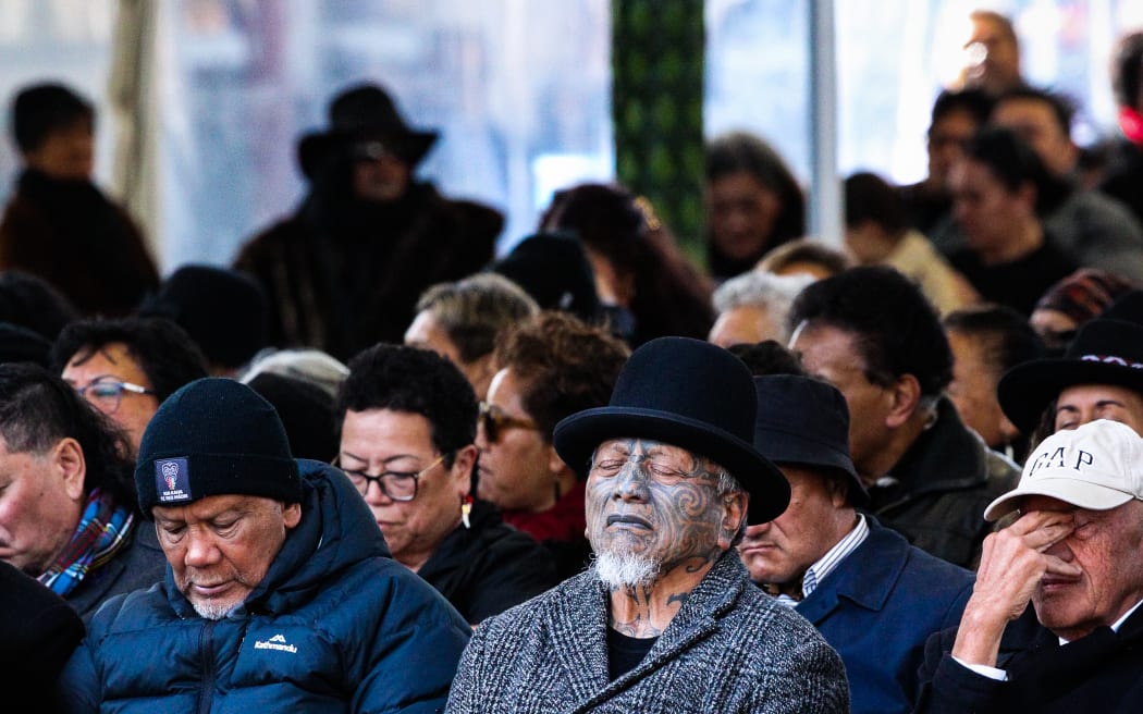 People pay their respects at Tuurangawaewae Marae, on the third day of the tangi for Kiingi Tuheitia, 1 September, 2024.