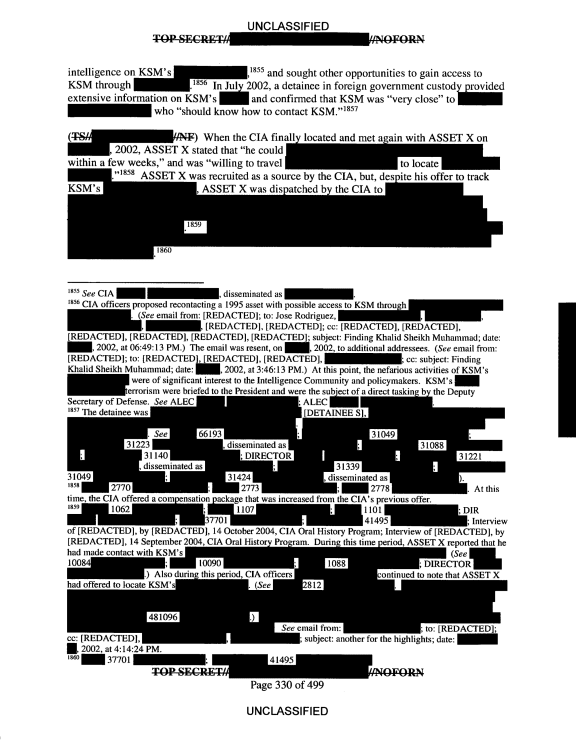 Pages of the Senate Intelligence Committee report were heavily censored.