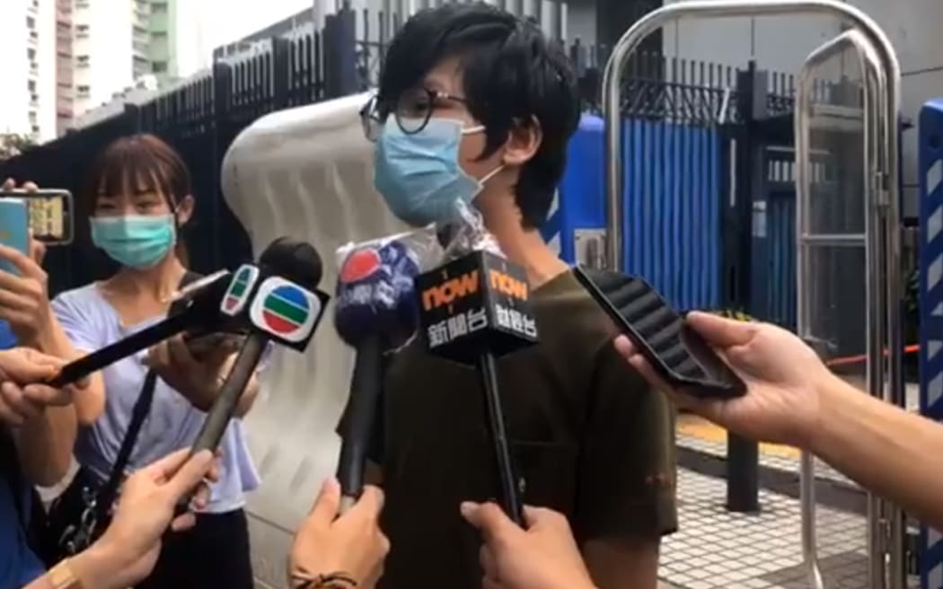 Tony Chung released outside Yuen Long Police Station on July 31, 2020.