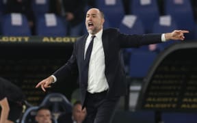 Igor Tudor, coach of Juventus, reacts during the Serie A soccer match between SS Lazio and Juventus FC at Stadio Olimpico in Rome, Italy, on October 26, 2025. (Photo by Ciro De Luca/NurPhoto) (Photo by Ciro De Luca / NurPhoto via AFP)