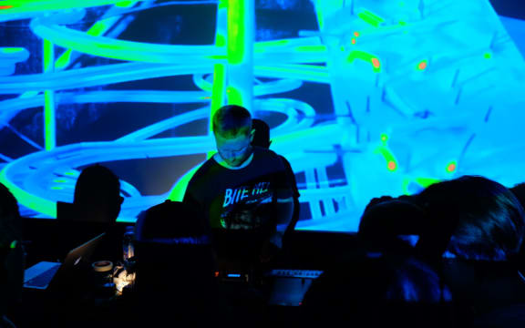 Daniel Beban performing solo set at UMU, Beijing 2016.