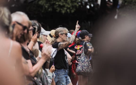Covid-19 protesters at Parliament on 10 February 2022.
