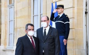 French Polynesia president Fritch (left) and French prime minister Jean Castex