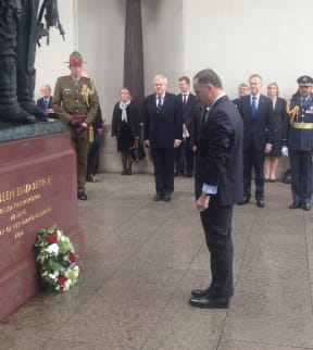 John Key at the Bomber Command Memorial.