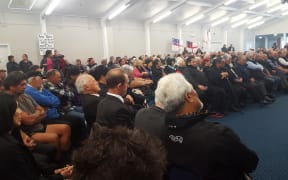Crowd of about 400 packed into Waitaha conference hall in Waitangi to meet Andrew Little.