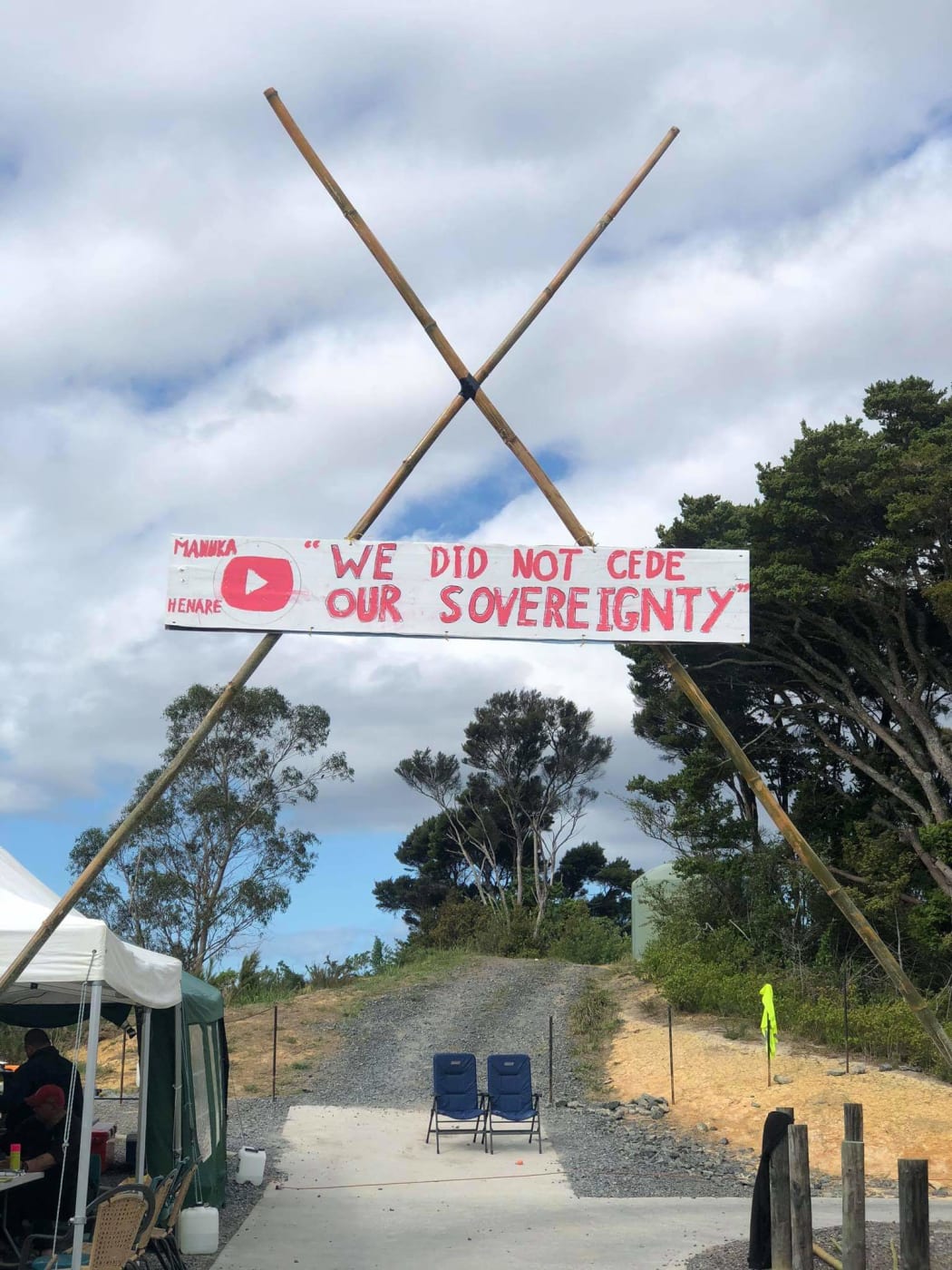 The Ngāpuhi protestors camp on Puketiti, an old headland in the Bay of Plenty town of Opua which was sold for a housing development earlier this year.