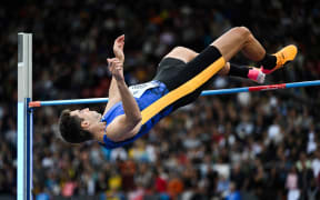 New Zealand's Hamish Kerr competes in the men's high jump final during the Diamond League athletics meeting in Zurich, 2023.